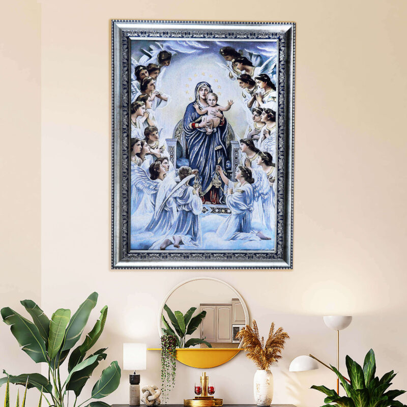 Mother Mary Holding Baby Jesus Tapestry Art