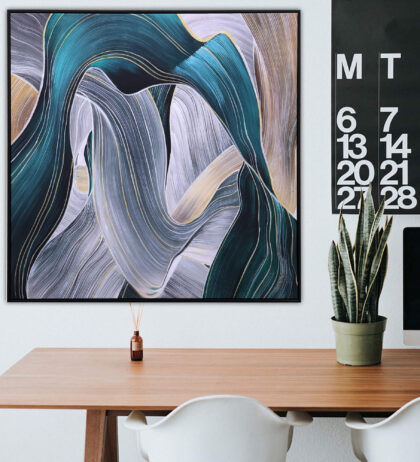 Teal Colour Stratified With Subtle Earthy Tones MODERN ART