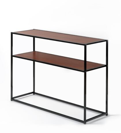 Esta Console Table in Black Colour with Brown Wooden Top