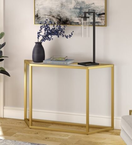 Jude Console Table in Gold Color with Acrylic Glass
