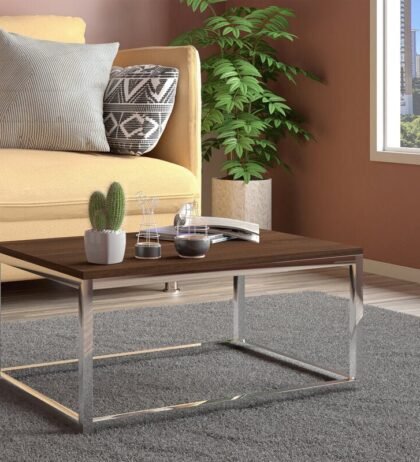 Calene Center Table in Brown Colour - Stainless Steel