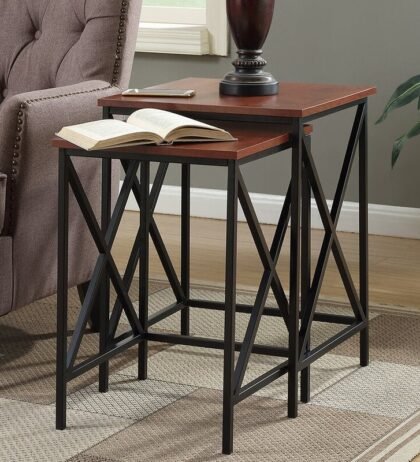 Aleda Nesting Side Table in Black and Brown Colour Set of 2