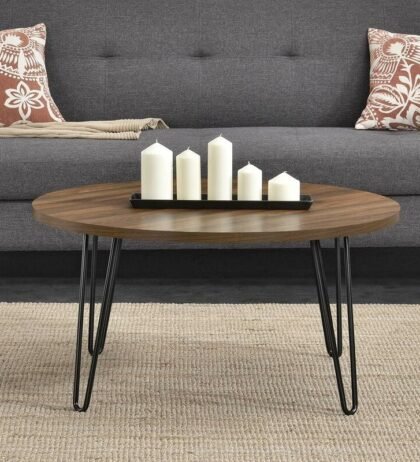 Amber Round Center Table in Brown Color