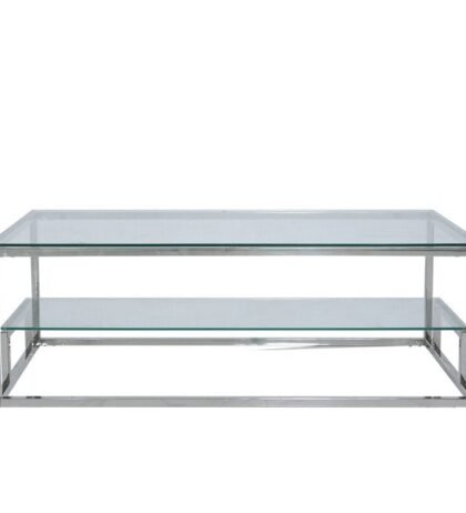 Munro Center Table In Stainless Steel (Glass Top)