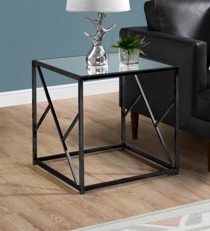 Kane Side Table in Black Color with Acrylic Glass