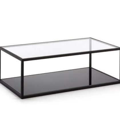 Kavie Center Table in Black Colour with Glass Top