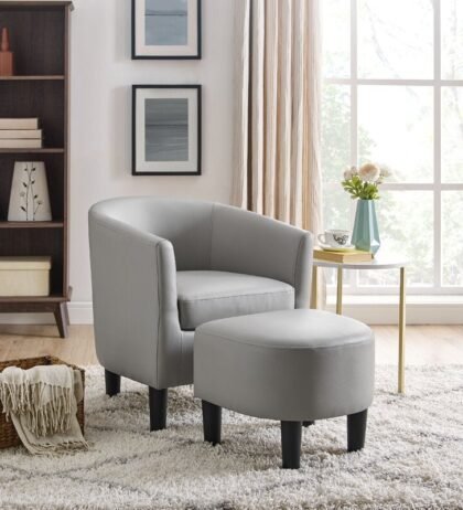 Gia Lounge Chair With Ottoman in Grey Color