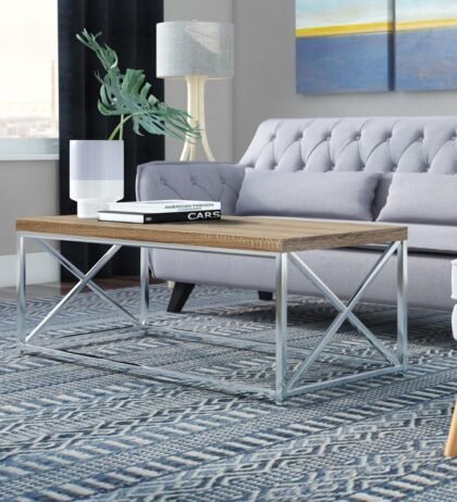 Frazer Center Table in Silver and Brown Colour