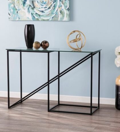 Emmy Console Table in Black Colour with Acrylic Glass
