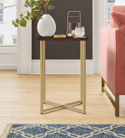 Caputo Side Table in Golden and Brown Color