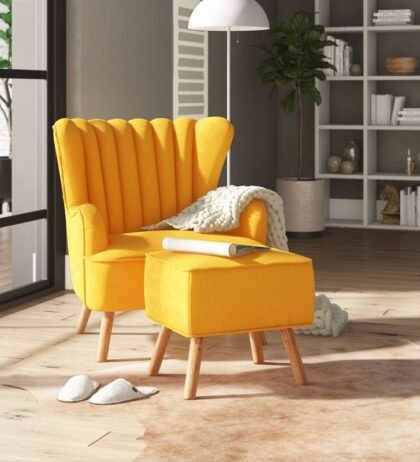 Jane Lounge Chair With Ottoman in Yellow Color