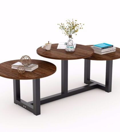 Amine Center Table  in Black and Walnut Finish
