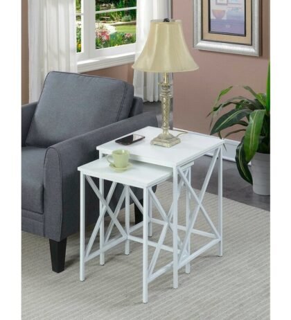Aleda Nesting Side Table in White Colour (Set of 2)