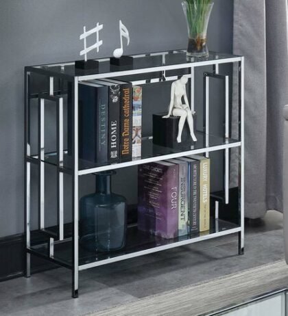 Delma Console Table in Stainless Steel with Glass
