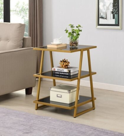 Myles Side Table in Golden and Black Colour