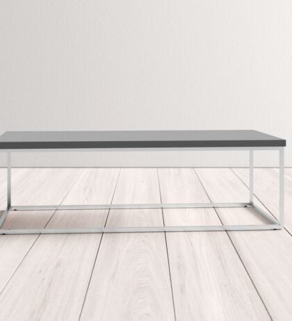 Marten Center Table in Silver Color with Wooden Top