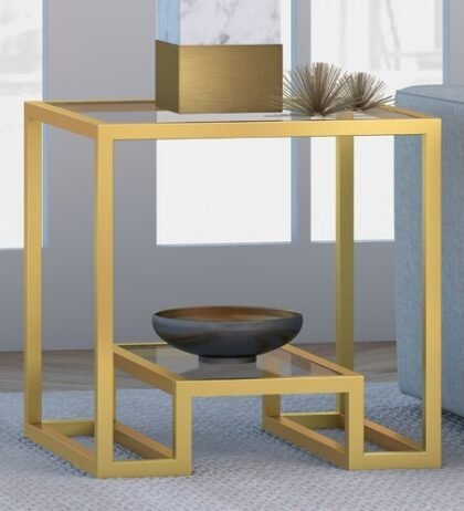 Cora Side Table in Gold Color with Acrylic Glass