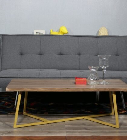 Maize Center Table in Brown and Golden Colour