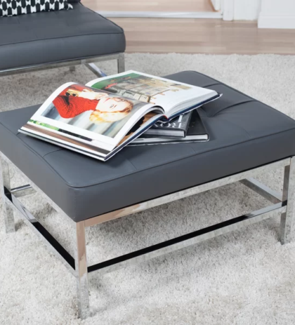 Auri Ottoman in Grey Color - Stainless Steel