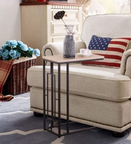 Bakuto Side Table in Beige and Black Color