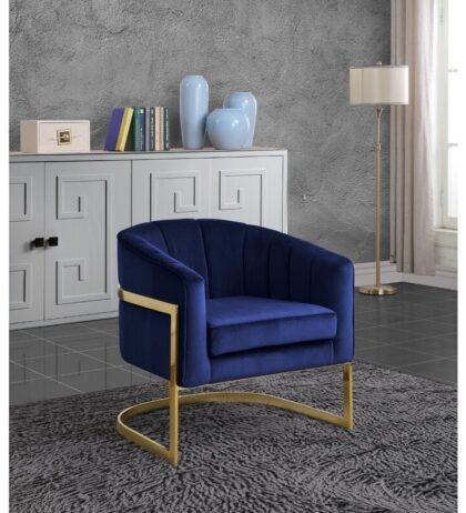 Madge Lounge wing Chair in Navy Blue Color