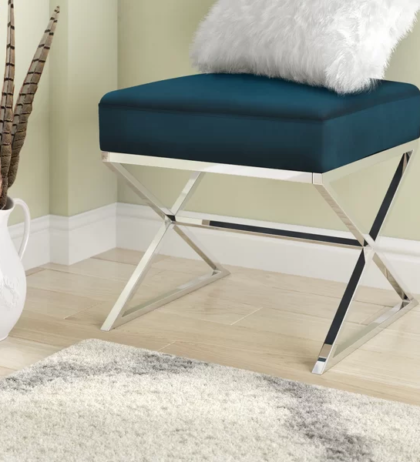 Axen Ottoman in Blue Color - Stainless Steel