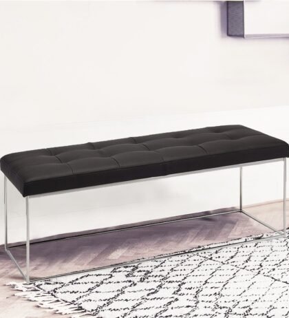 Allure Ottoman (Black) - Stainless Steel