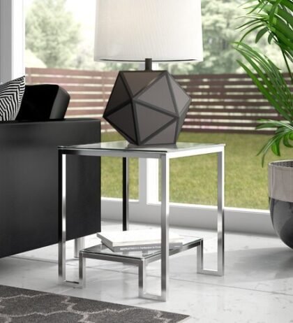 Axel Side End Table in stainless steel with Acrylic Glass Top