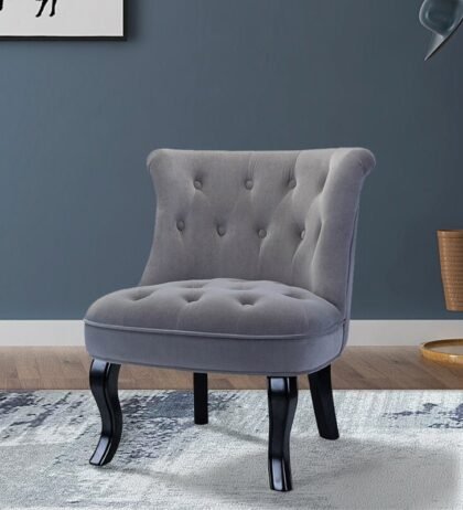 Bella Lounge Chair in Grey Color Fabric (Luxury Home Furniture)