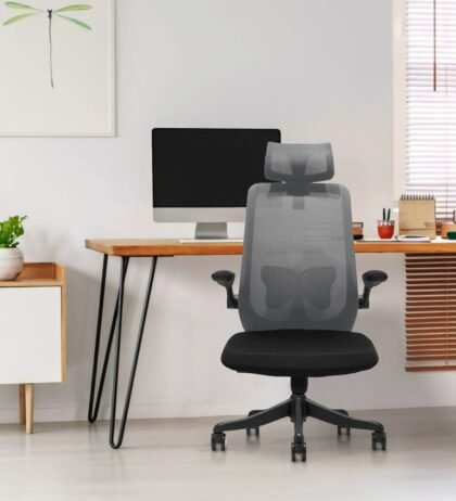Butterfly High Back Ergonomic Chair in Grey Colour with Headrest