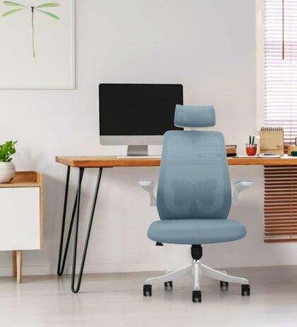 Butterfly High Back Ergonomic Chair in Blue Colour with Headrest