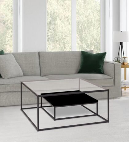 Clinke Center Table Clear Glass Coffee Table with Shelf