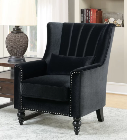 Daisy Lounge Chair in Black Color Velvet - Luxury Home Furniture