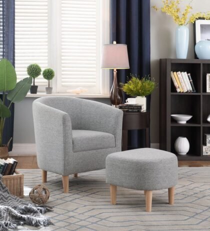 Emma Lounge Chair with Ottoman in Grey Color