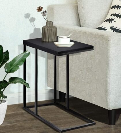 Floris Side and End Table in Black color Wooden Top