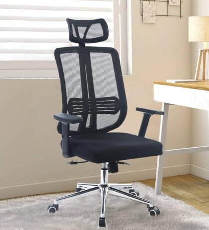 Geogia Ergonomic Office Chair with Headrest in Black Color
