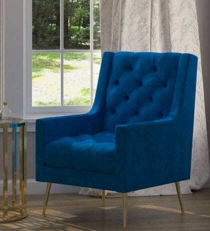 Georgia Lounge Chair in Navi Blue Color (Luxury Home Furniture)
