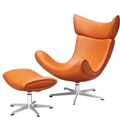 Brito Revolving Chair with Ottoman in Orange Color