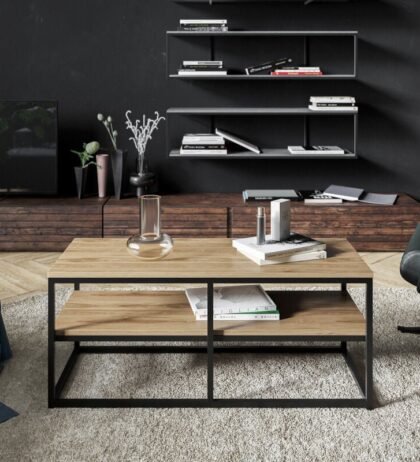 Jimmy Rectangular Center Table in Black Color - Wooden top