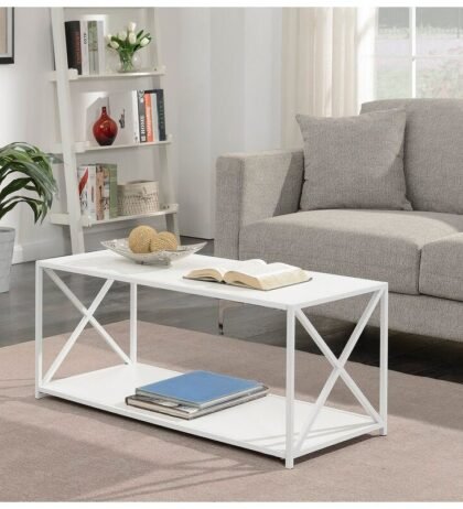 John Rectangular Center Table in White Color - Wooden Top
