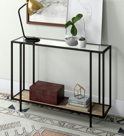 Jolie Console Table in Black Color with Acrylic Glass, Entryway Tables