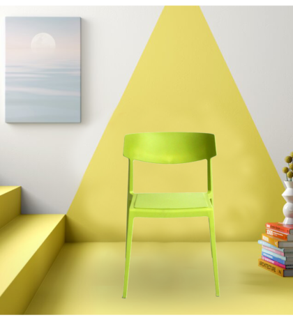 Kaya Plastic Chair with Cushioned Sheet in Green Color
