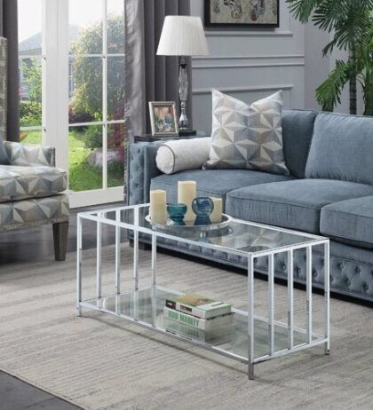 Lance Stainless Steel Center Table with Glass Top