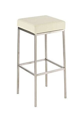 Mini Barstool in Off White Color - Stainless Steel