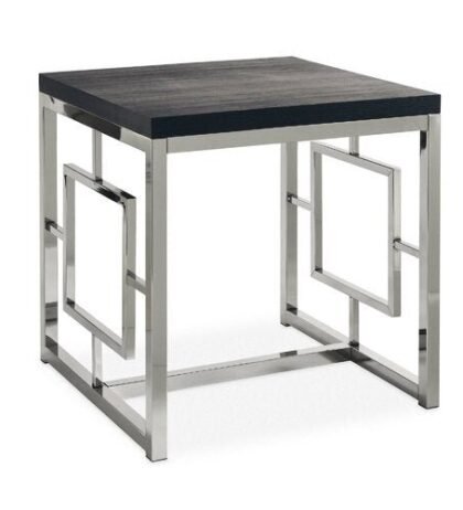 Mishel Square Side Table in SS with Black Wooden Top