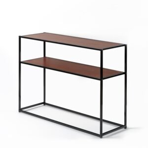 Esta Console Table in Black Colour with Brown Wooden Top