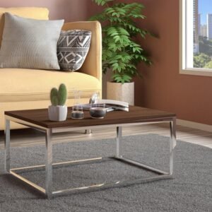 Calene Center Table in Brown Colour - Stainless Steel