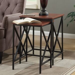 Aleda Nesting Side Table in Black and Brown Colour Set of 2