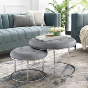Anas Center Table in Grey Color - Stainless Steel -Set of 2