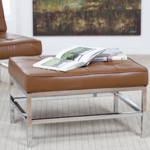Auri Ottoman in Brown Color - Stainless Steel